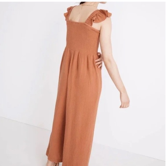 Madewell Lucie Cotton Gauze Jumpsuit Ruched Bodice Flutter Sleeves Size 2 NWT - Picture 2 of 10